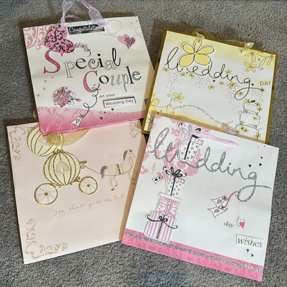 Gorgeous Large Wedding Gift Bags with Card 11.5”x 11.5”x 5.5” (12 Bags) NEW